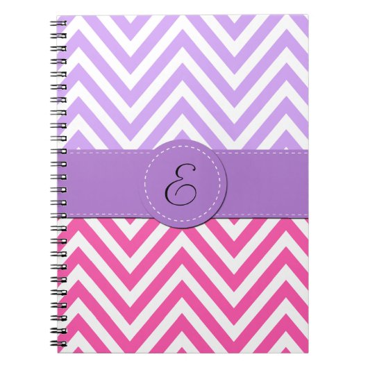 Carnet Zigzag rose, Zigzag violet, Chevron, Monogramme (Devant)