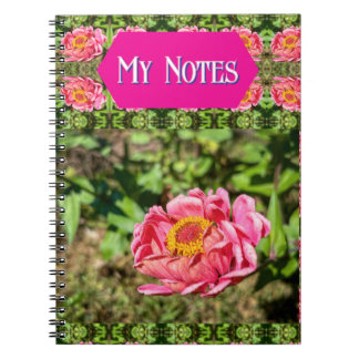 Carnet Zinnia rose avec tapis Centre Jaune
