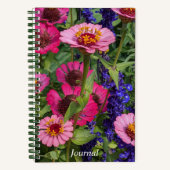Carnet Zinnias roses et salvia bleue Floral (Recto)