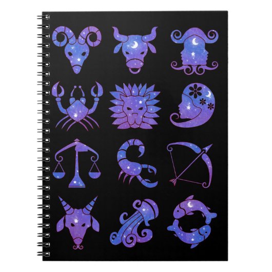 Carnet Zodiac en bleu étoilé (Devant)