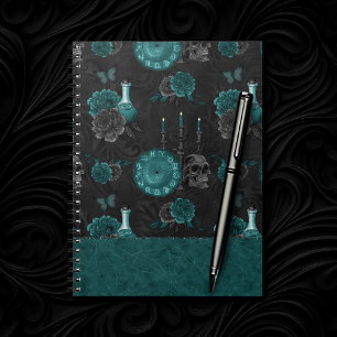 Carnet Zodiac Magie Turquoise foncé vert crâne gothique