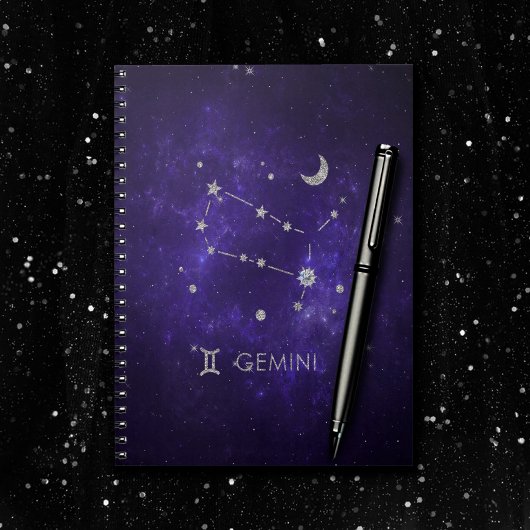 Carnet Zodiac Purple Gemini | Horoscope d'astrologie cosm