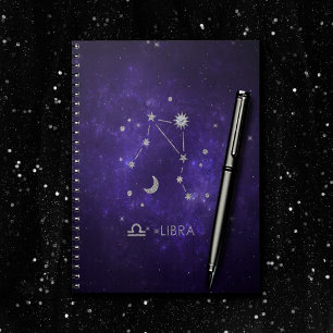 Carnet Zodiac Purple Libra Horoscope d'astrologie cosmi