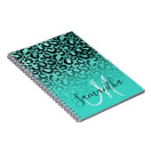 Carnet Zones Leopard Turquoise Noir Ombre Monogramme (Côté Droit)