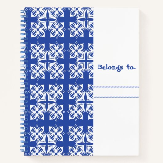 Carnets en spirale à motif bleu (Devant)