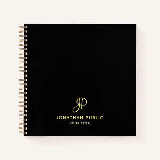 Carnets Gold Script Monogramme Entreprise initiale (Devant)