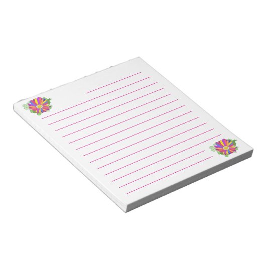 Carnets Lignés Roses Fleurs Colorées (Incliné)