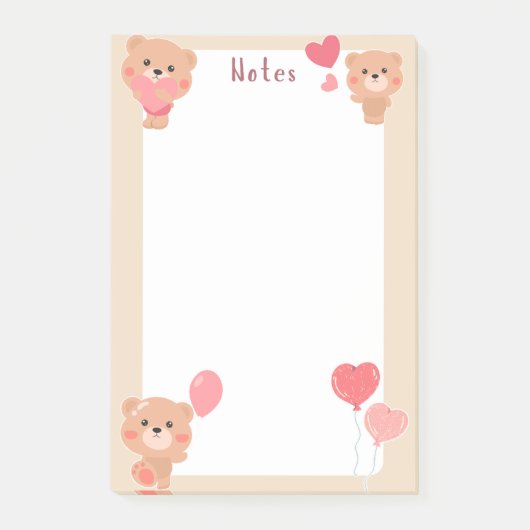 Carnets Post-It fun Teddy ours fille mignonne (Devant)