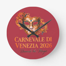 Carnevale Di Venezia 2026 - Venetiaanse Wandklok