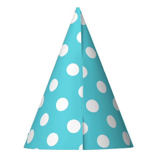 Carnival Aqua Blue White Grote Stippen Birthday Feesthoedjes (Achterkant)
