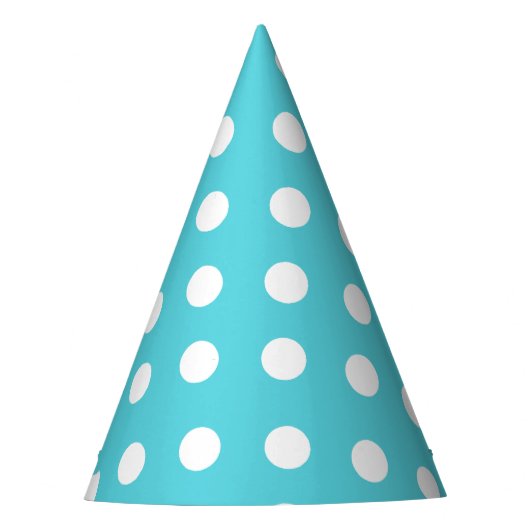 Carnival Aqua Blue White Grote Stippen Birthday Feesthoedjes (Voorkant)