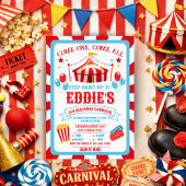 Carnival Birthday Invitation, Circus Invitation 