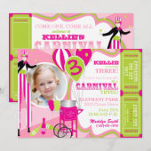 Carnival Birthday Invitation Stilt Walker Kaart (Voorkant / Achterkant)