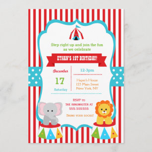 Carnival Birthday Party Invitations Circus Kaart