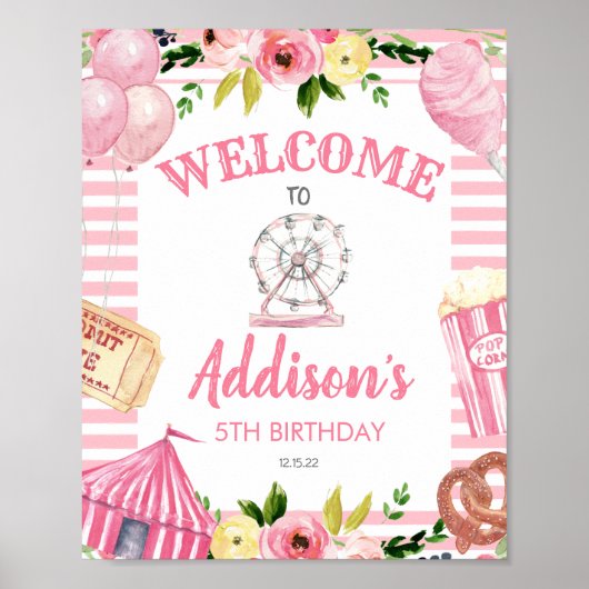 Carnival Birthday Post, Circus Welcome Sign Poster (Voorkant)