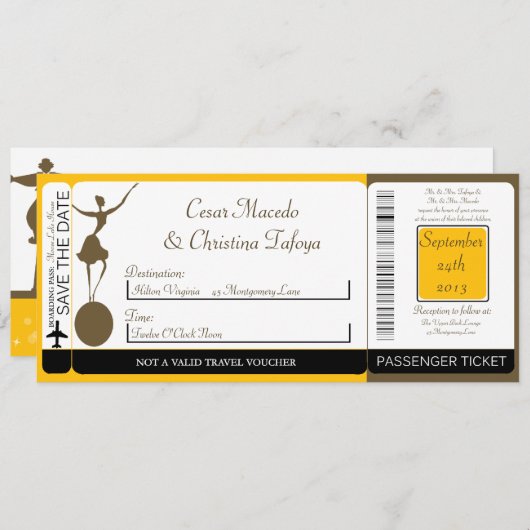 Carnival Boarding Pass Faire-part de mariage (Devant / Derrière)