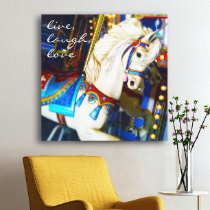 Carnival Carousel Horse Foto Live Laugh Love Canvas Afdruk