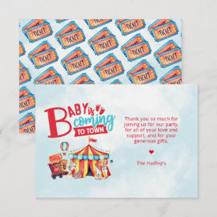 Carnival Circus Baby Shower Bedankkaart