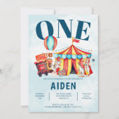 Carnival Circus Big Blue 1 Birthday Kaart (Voorkant)
