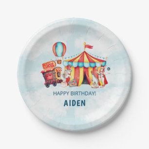 Carnival Circus Big Top Blauwe Verjaardag Papieren Bordje