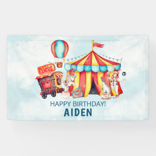 Carnival Circus Big Top Blue 1e verjaardag Spandoek