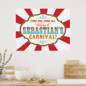 Carnival Circus Birthday Banner Sebastian CUSTOM Poster (Keuken)