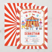 Carnival Circus Birthday Invitation (Devant / Derrière)