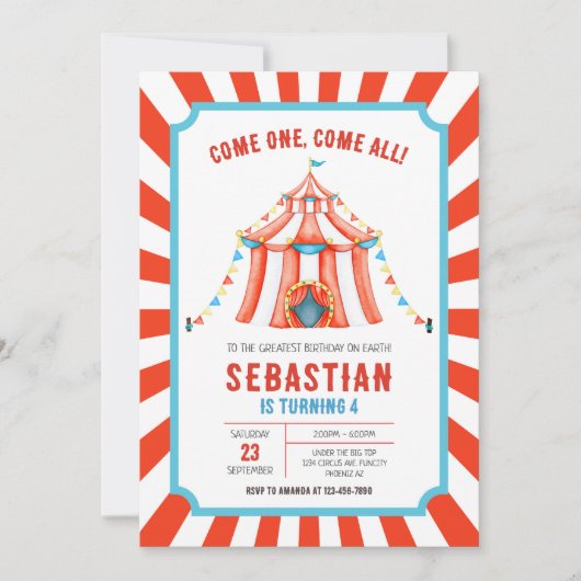 Carnival Circus Birthday Invitation (Devant)