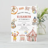 Carnival Circus Birthday Invitation Kaart (Staand voorkant)
