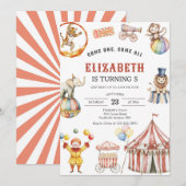 Carnival Circus Birthday Invitation Kaart (Voorkant / Achterkant)