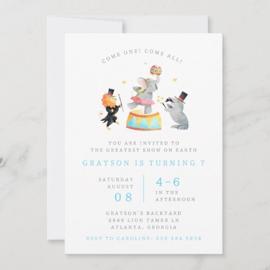 Carnival Circus Birthday Party Invitation Kaart (Voorkant)