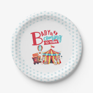 Carnival Circus Blauwe Baby Shower Papieren Bordje