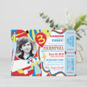 Carnival Circus Clowns Birthday Invitation Kaart (Staand voorkant)