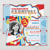 Carnival Circus Clowns Birthday Invitation Kaart (Voorkant / Achterkant)