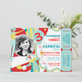 Carnival Circus Clowns Birthday Invitation Kaart (Staand voorkant)