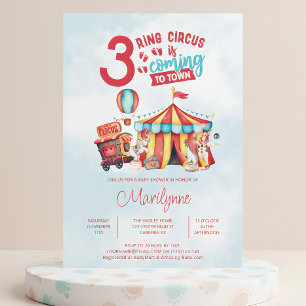 Carnival Circus Drie-eiige Baby Shower Kaart
