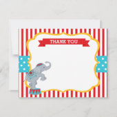 Carnival Circus Elephant Merci Notes Cartes (Devant)