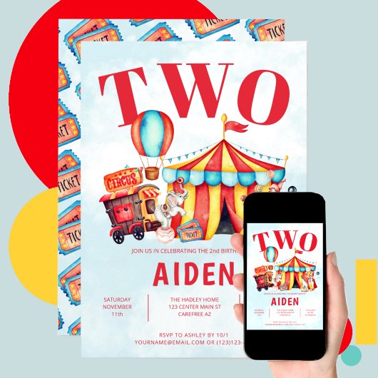 Carnival Circus Festival Kind 2e verjaardag Kaart