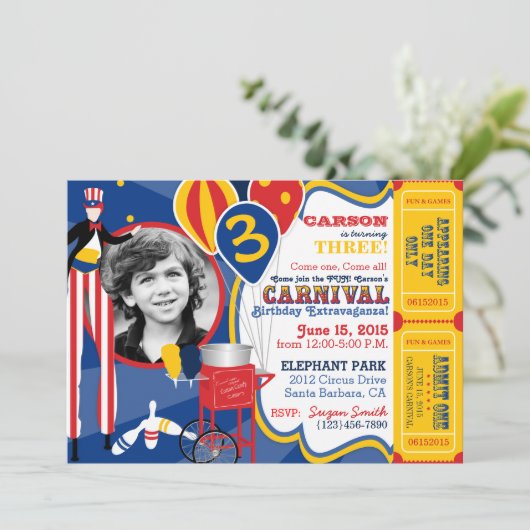 Carnival Circus Juggling Stilt Walkers Birthday Kaart (Staand voorkant)