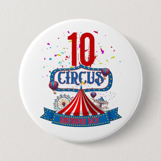 Carnival Circus Party Celebration Age 5 Matching Ronde Button 7,6 Cm (Voorkant)