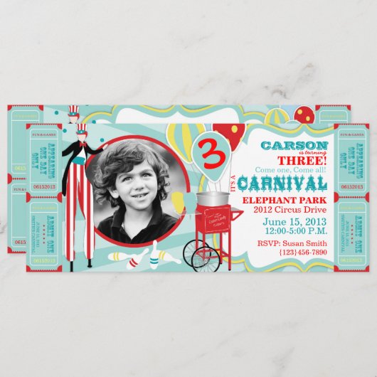 Carnival Circus Stilt Walker Birthday Kaart (Voorkant / Achterkant)