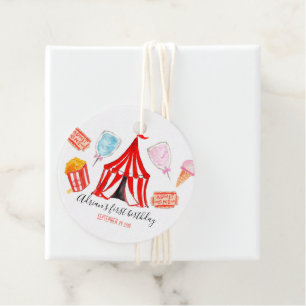 Carnival circus verjaardagsfeest bedankjes labels