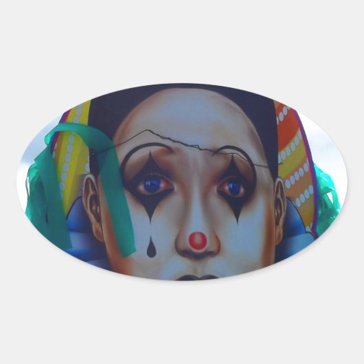 Carnival Clown Design Ovale Sticker (Voorkant)
