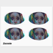 Carnival Clown Design Ovale Sticker (Vel)