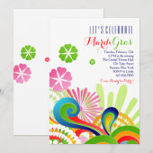 Carnival Colors Invitation Kaart (Voorkant / Achterkant)