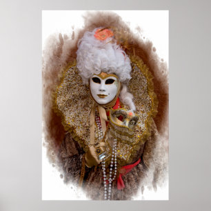Carnival Costume Portrait, Venetië Poster
