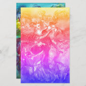 CARNIVAL DANCE Masquerade Dancers Pink Yellow Blue Briefpapier (Voorkant / Achterkant)