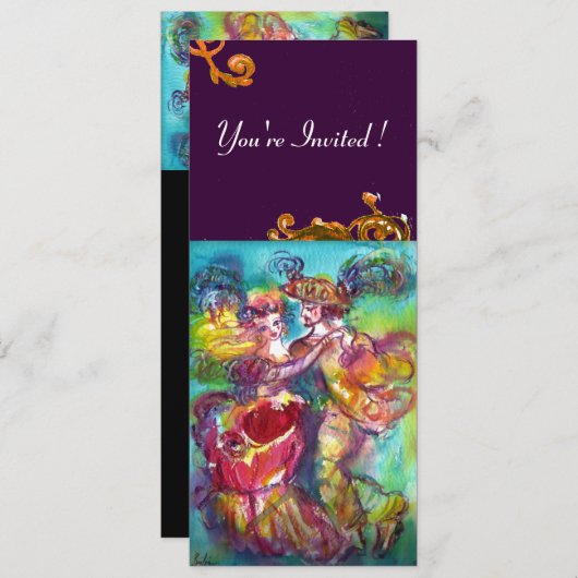 CARNIVAL DANS, levendig roze blauw geel zwier Kaart (Voorkant / Achterkant)