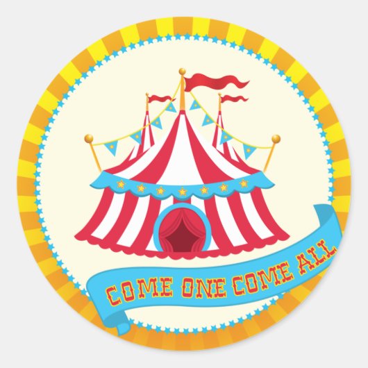 Carnival en Circus Party Ronde Sticker (Voorkant)