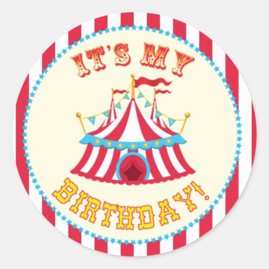 Carnival en Circus Party Ronde Sticker (Voorkant)